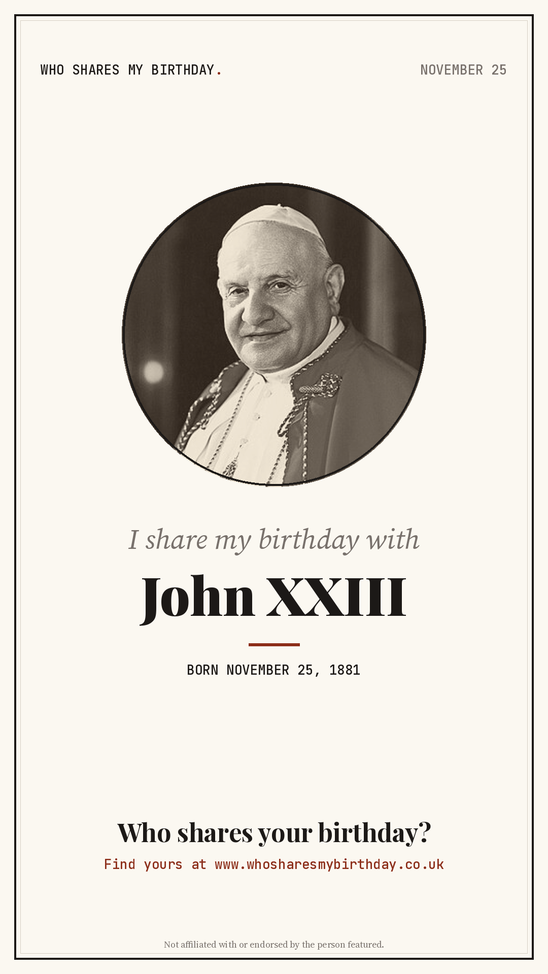 I share my birthday with John XXIII