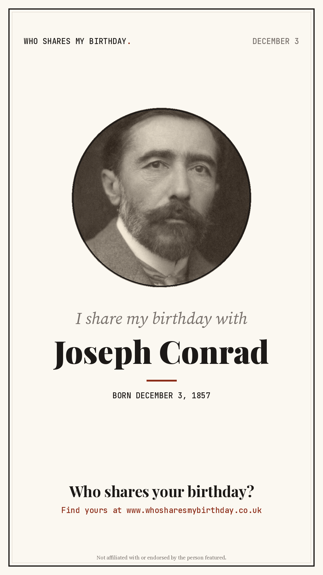 I share my birthday with Joseph Conrad