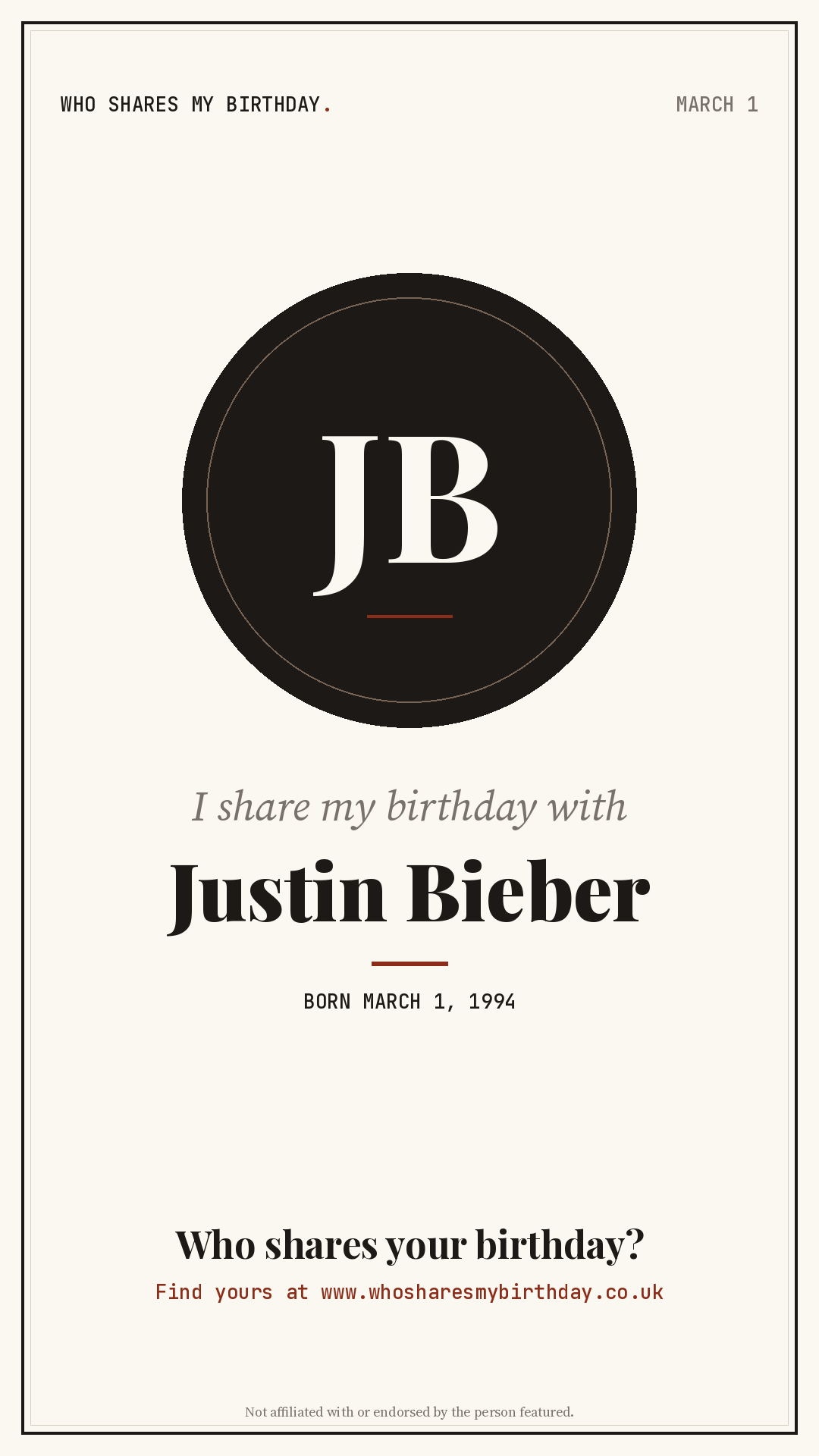 I share my birthday with Justin Bieber