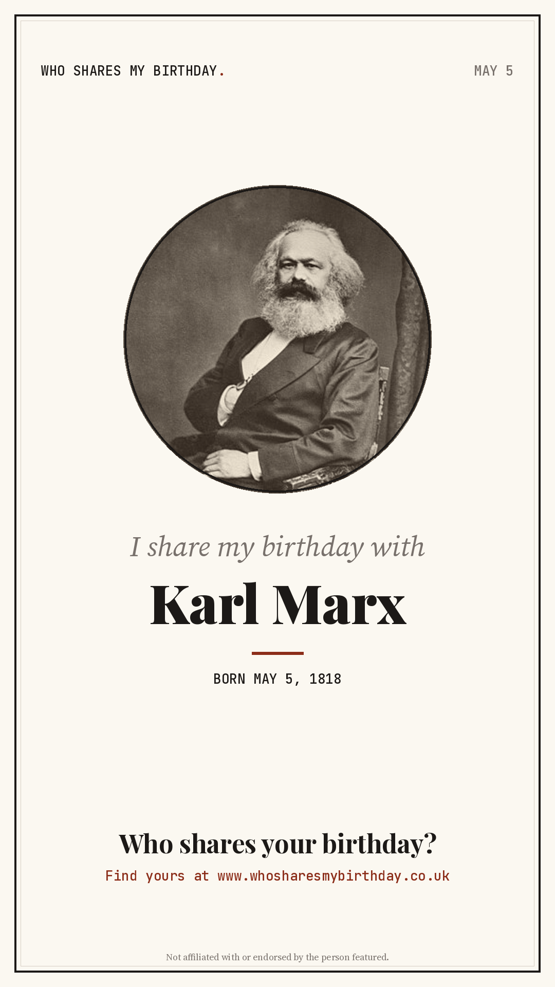 I share my birthday with Karl Marx