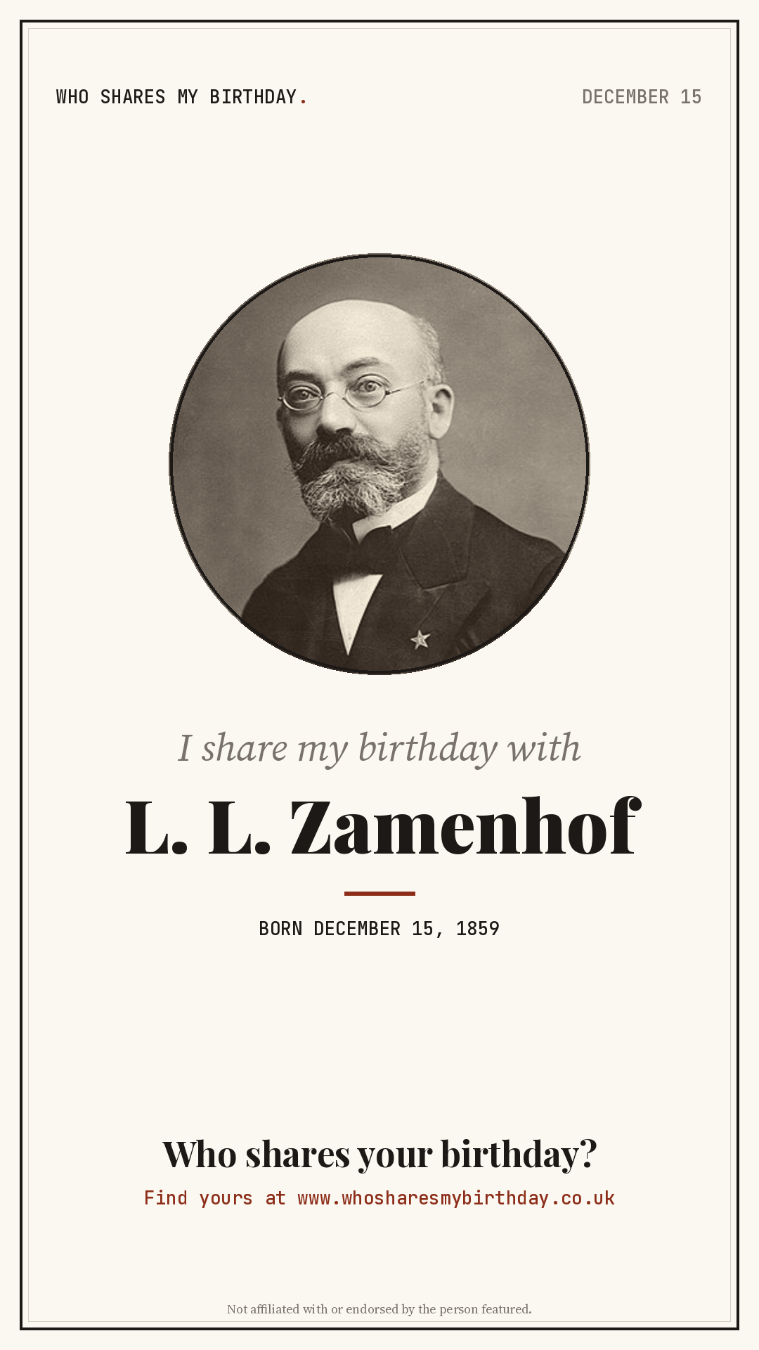 I share my birthday with L. L. Zamenhof