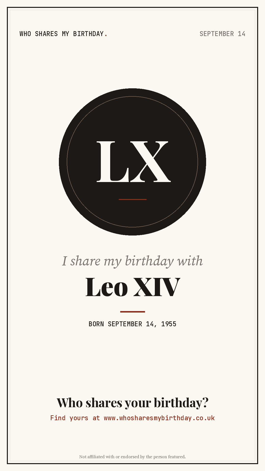 I share my birthday with Leo XIV