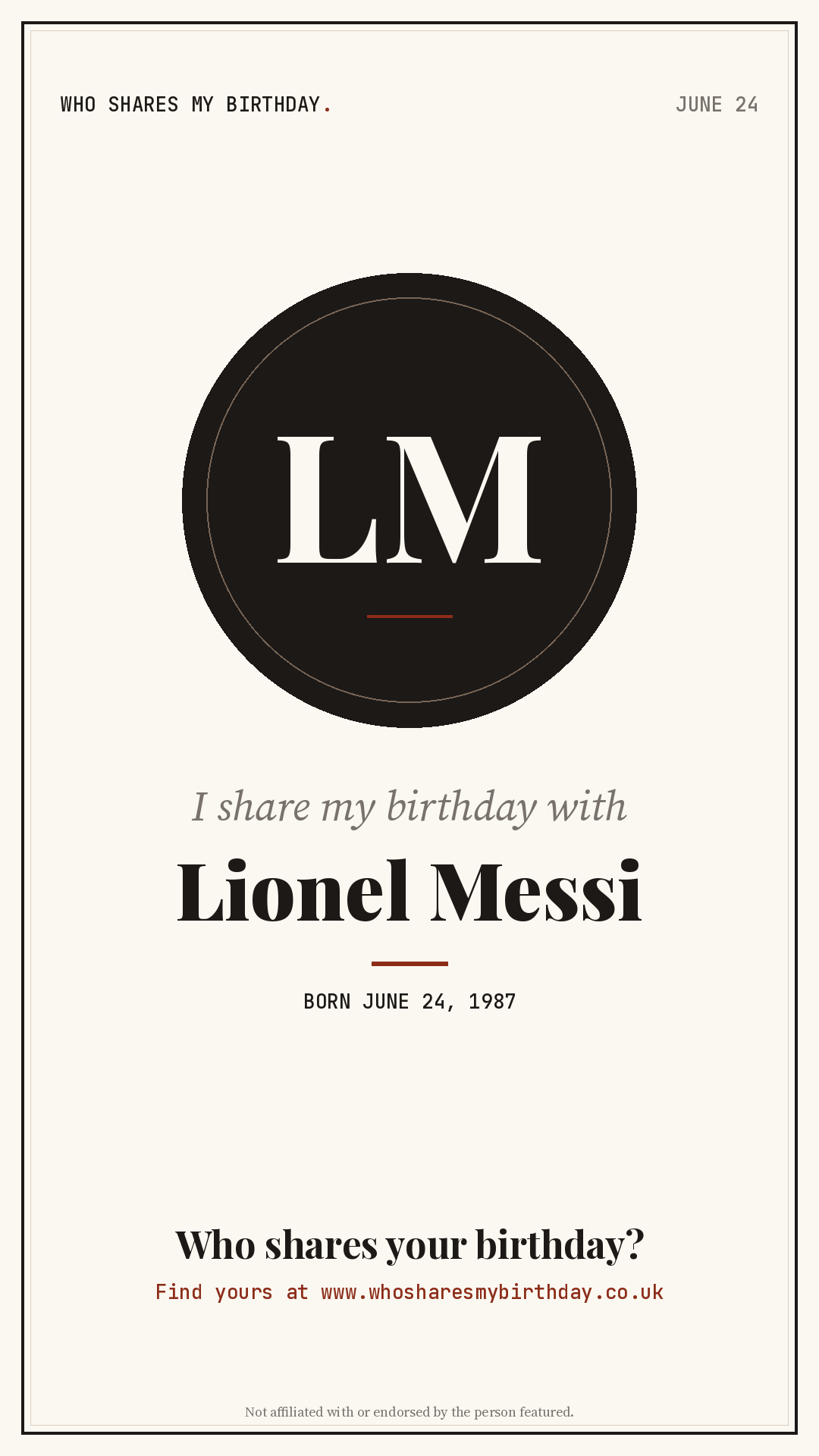 I share my birthday with Lionel Messi
