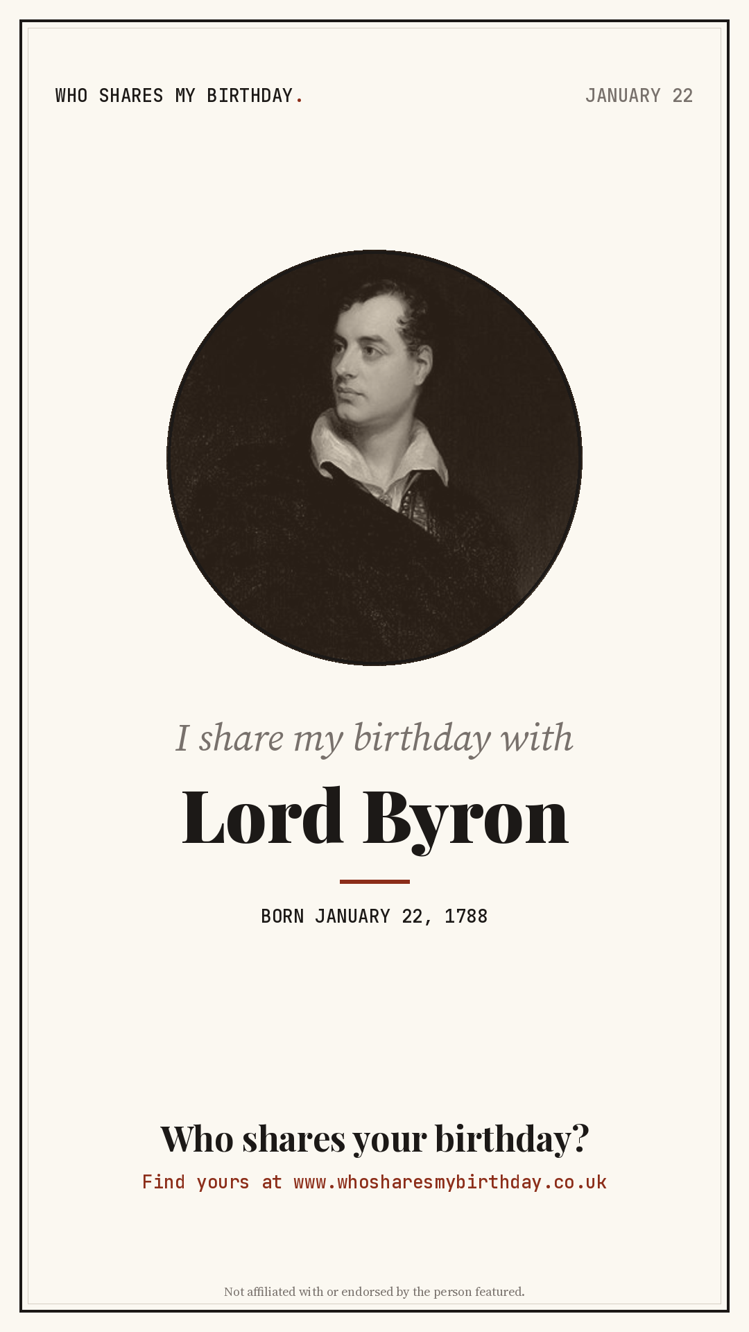 I share my birthday with Lord Byron