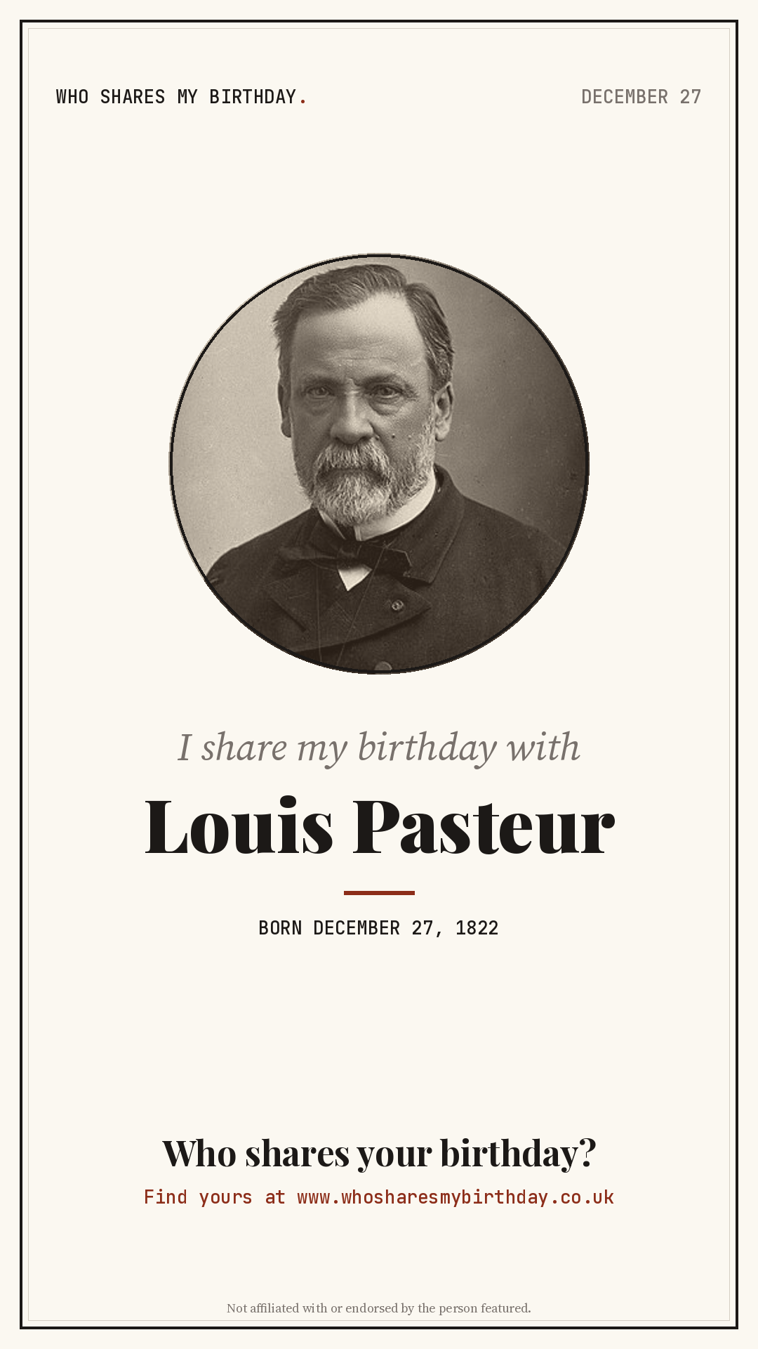 I share my birthday with Louis Pasteur