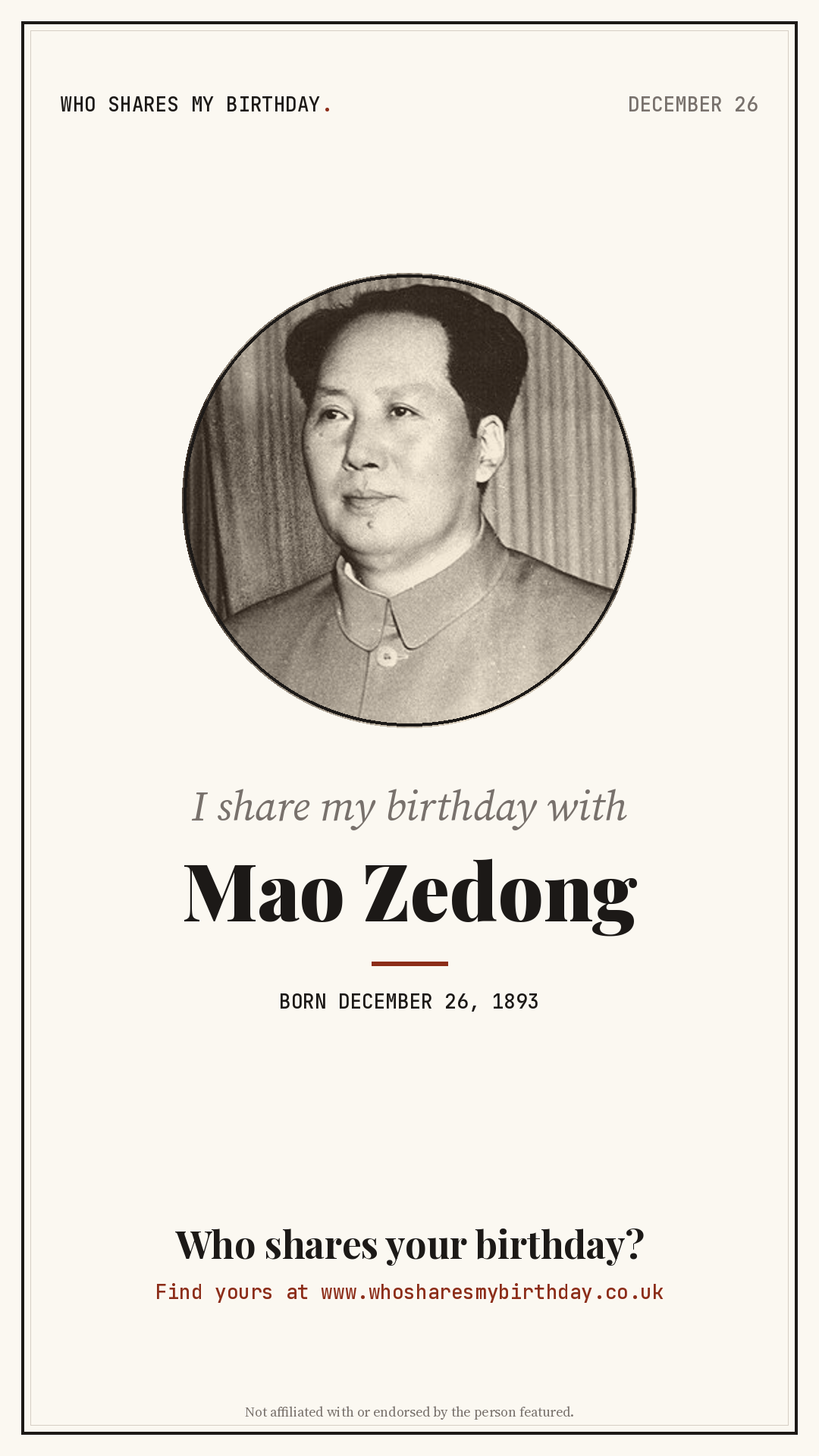 I share my birthday with Mao Zedong