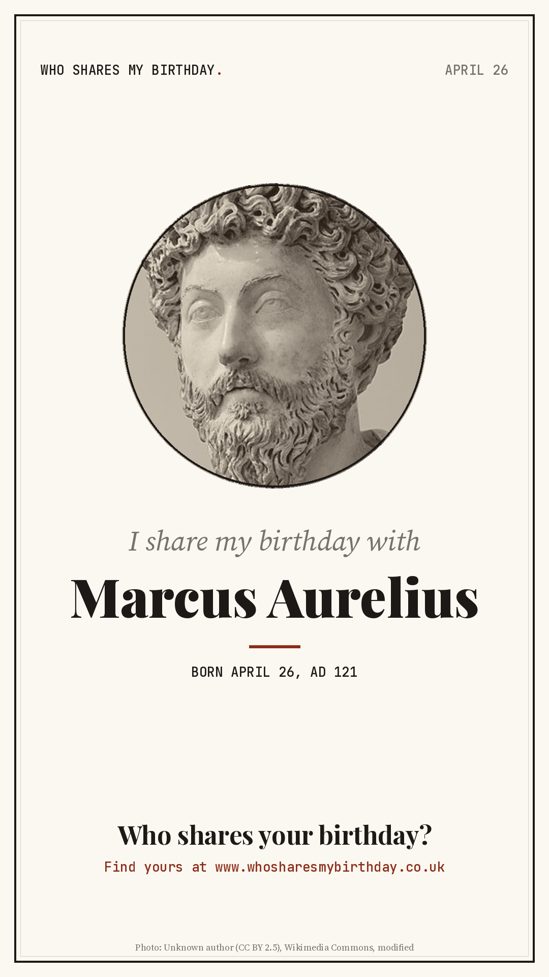 I share my birthday with Marcus Aurelius