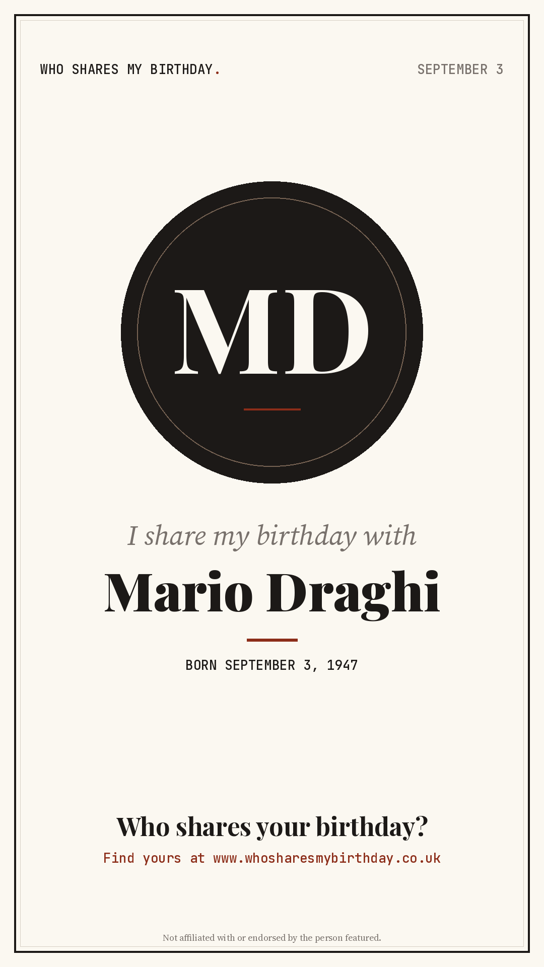 I share my birthday with Mario Draghi