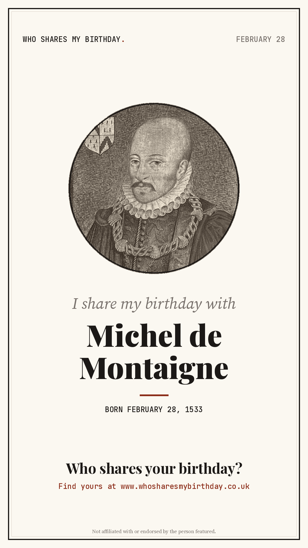 I share my birthday with Michel de Montaigne