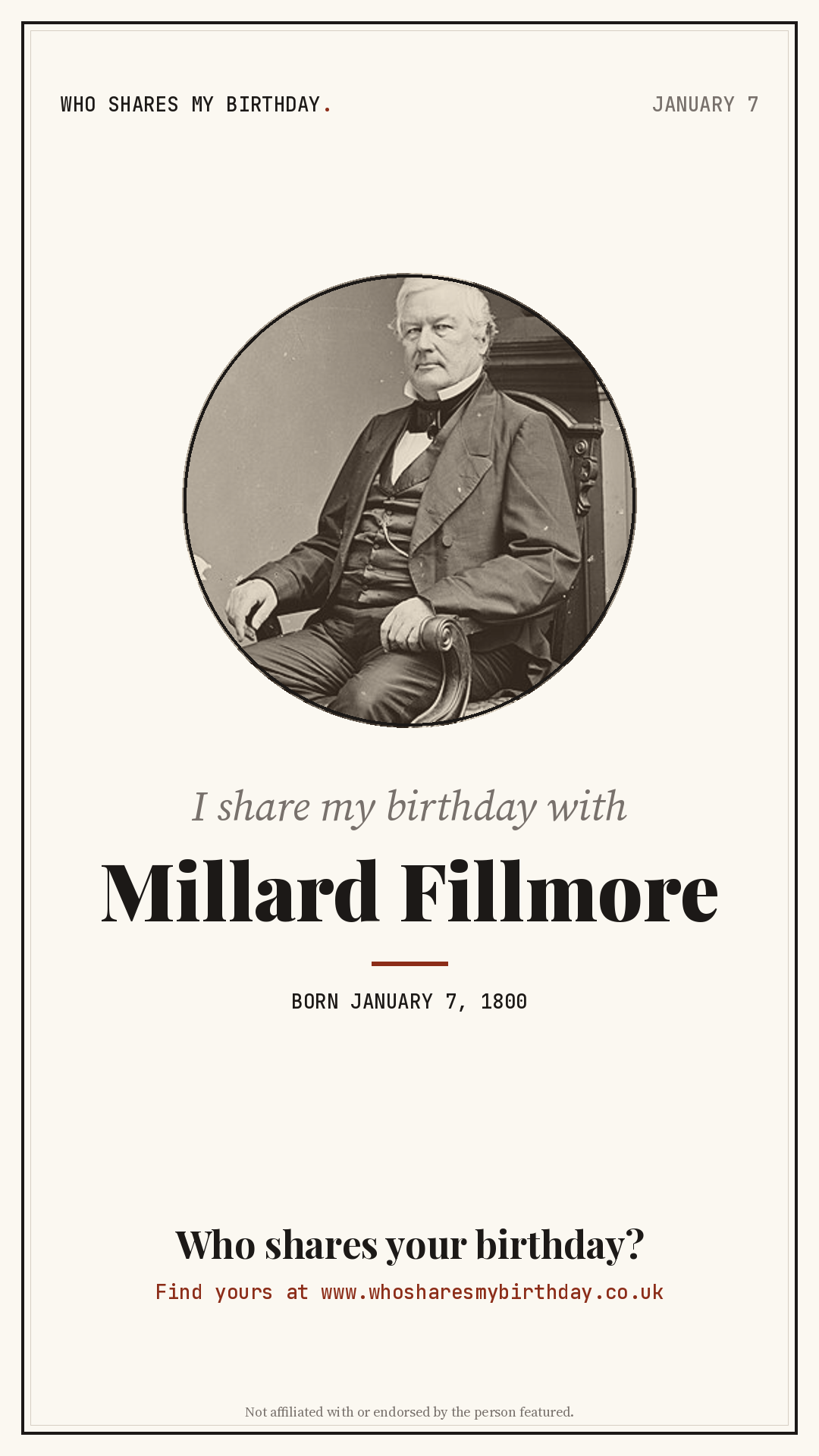 I share my birthday with Millard Fillmore