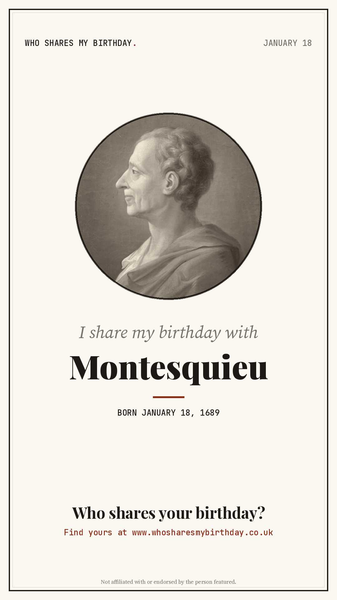 I share my birthday with Montesquieu