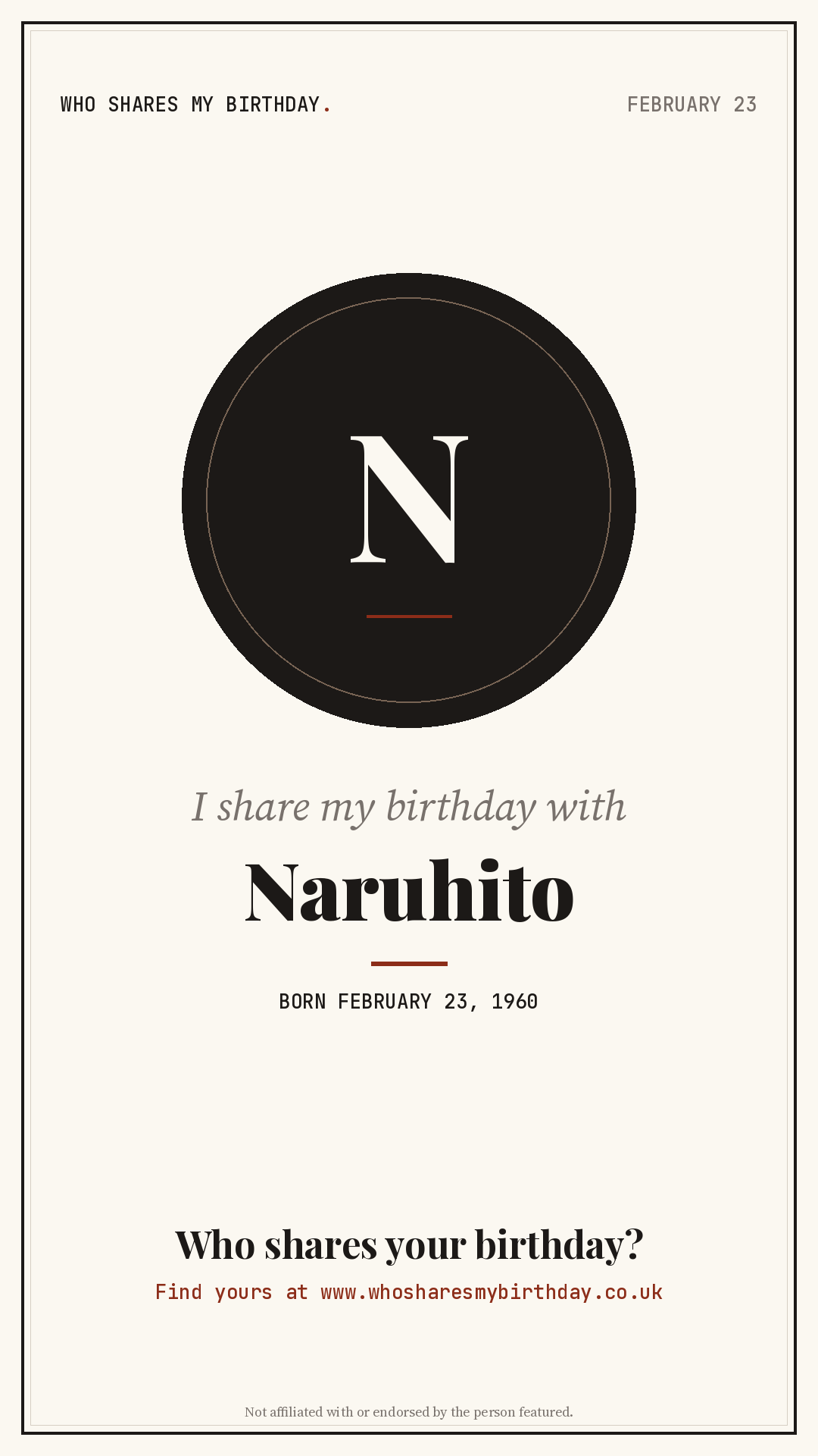 I share my birthday with Naruhito