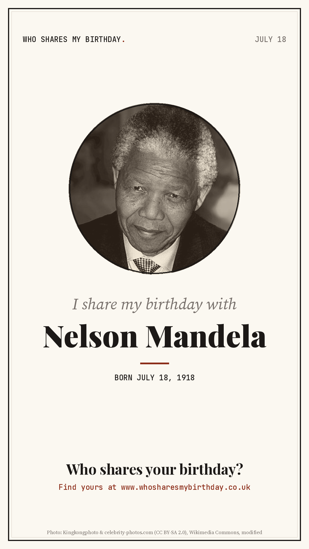 I share my birthday with Nelson Mandela