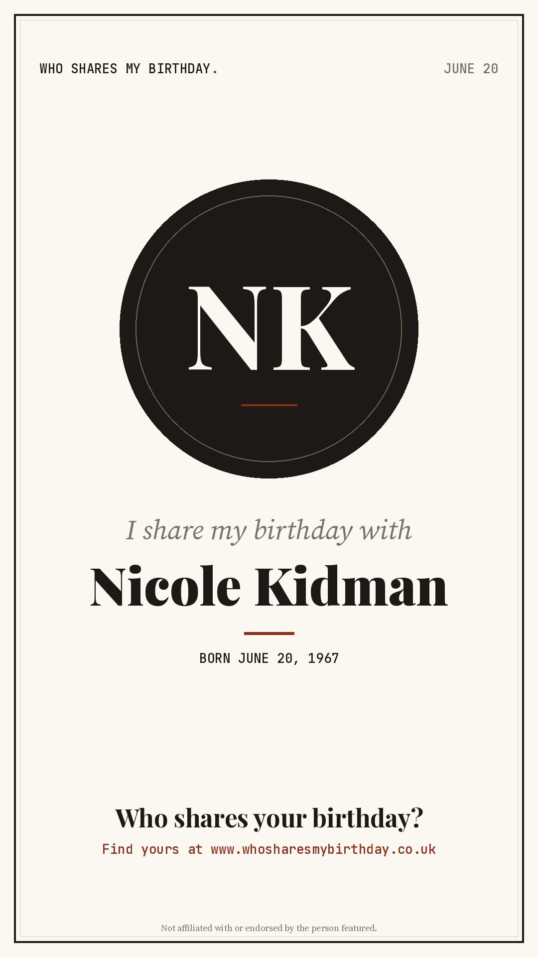 I share my birthday with Nicole Kidman
