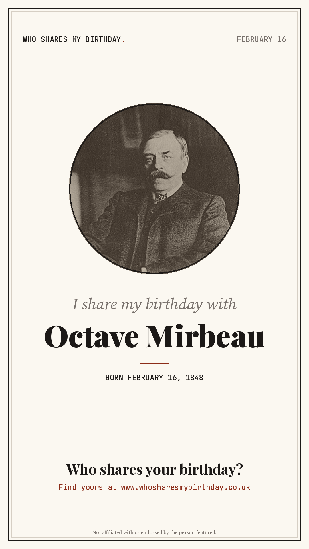 I share my birthday with Octave Mirbeau