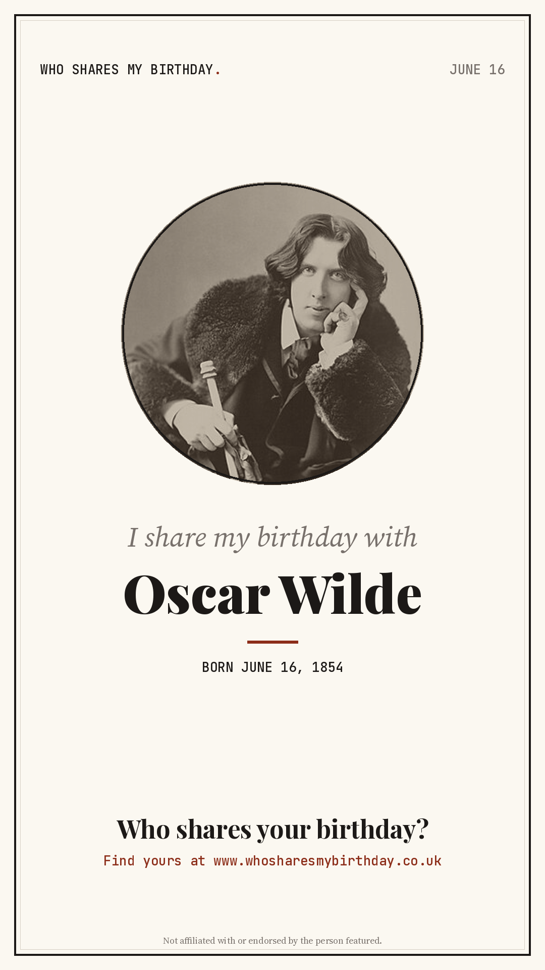 I share my birthday with Oscar Wilde