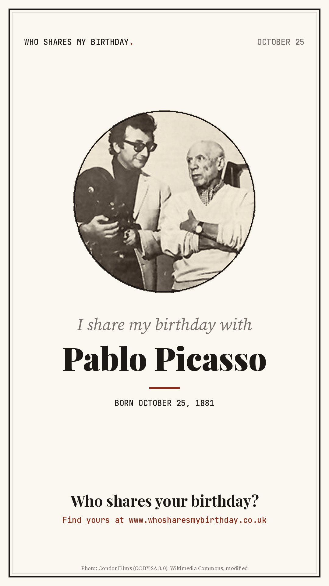 I share my birthday with Pablo Picasso