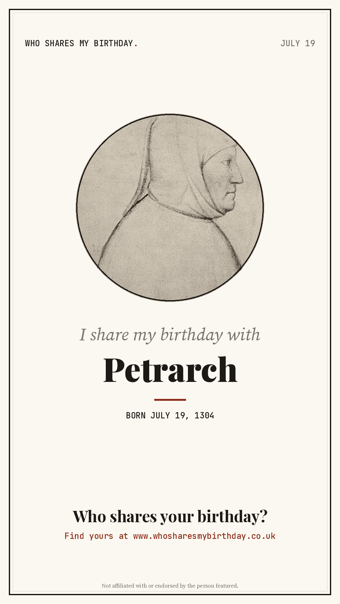 I share my birthday with Petrarch