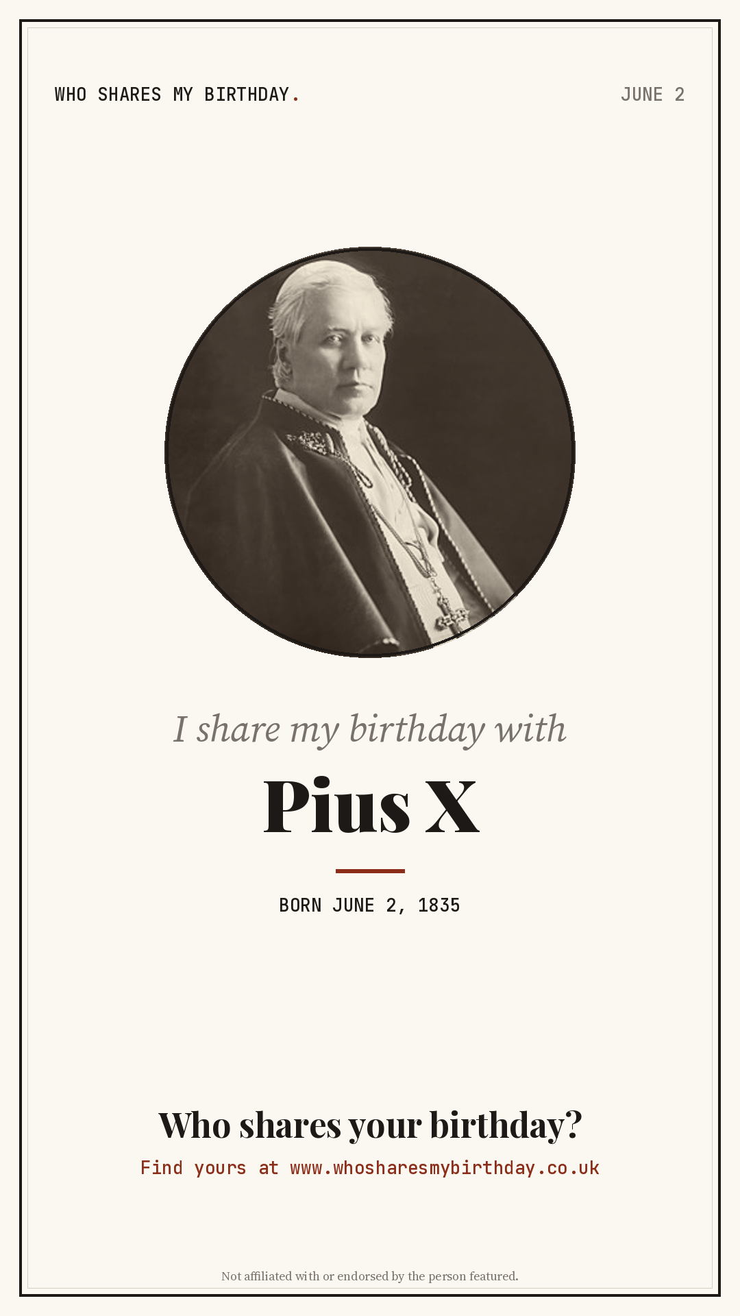 I share my birthday with Pius X