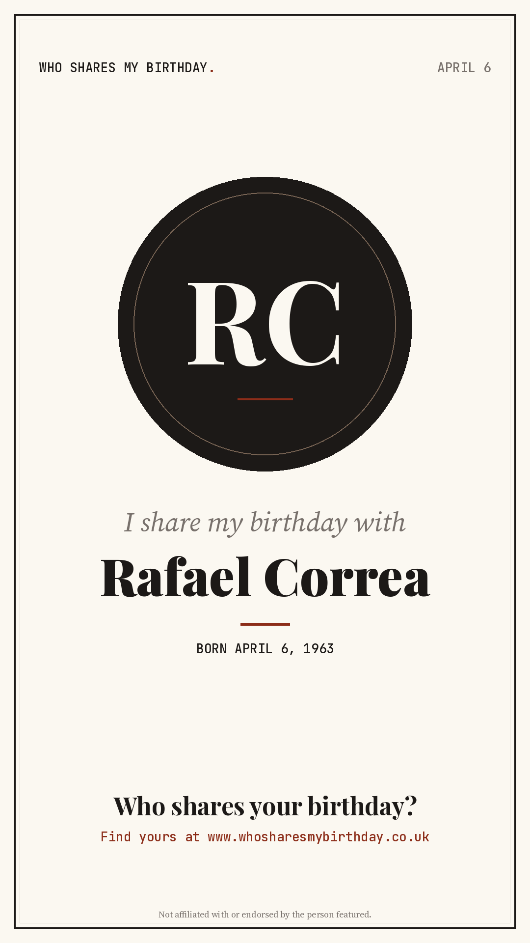 I share my birthday with Rafael Correa