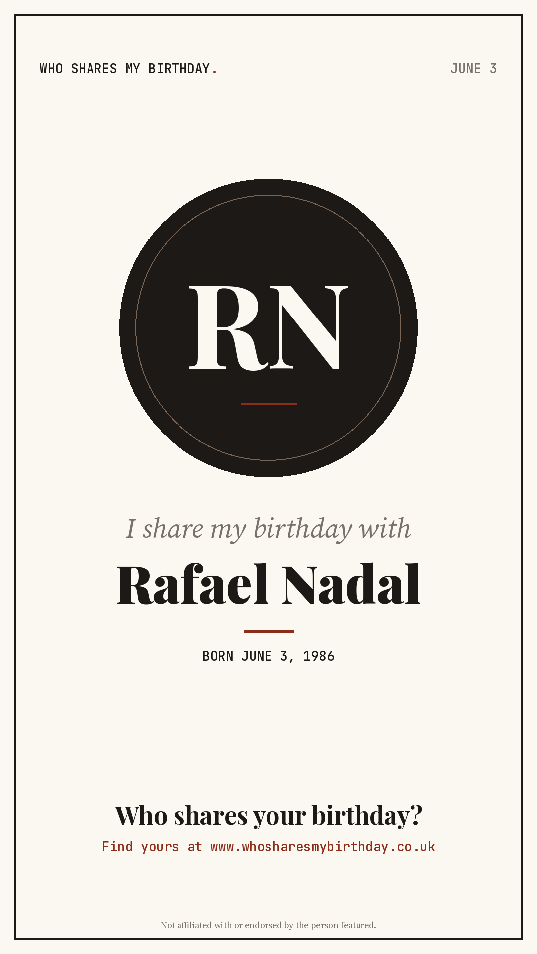 I share my birthday with Rafael Nadal