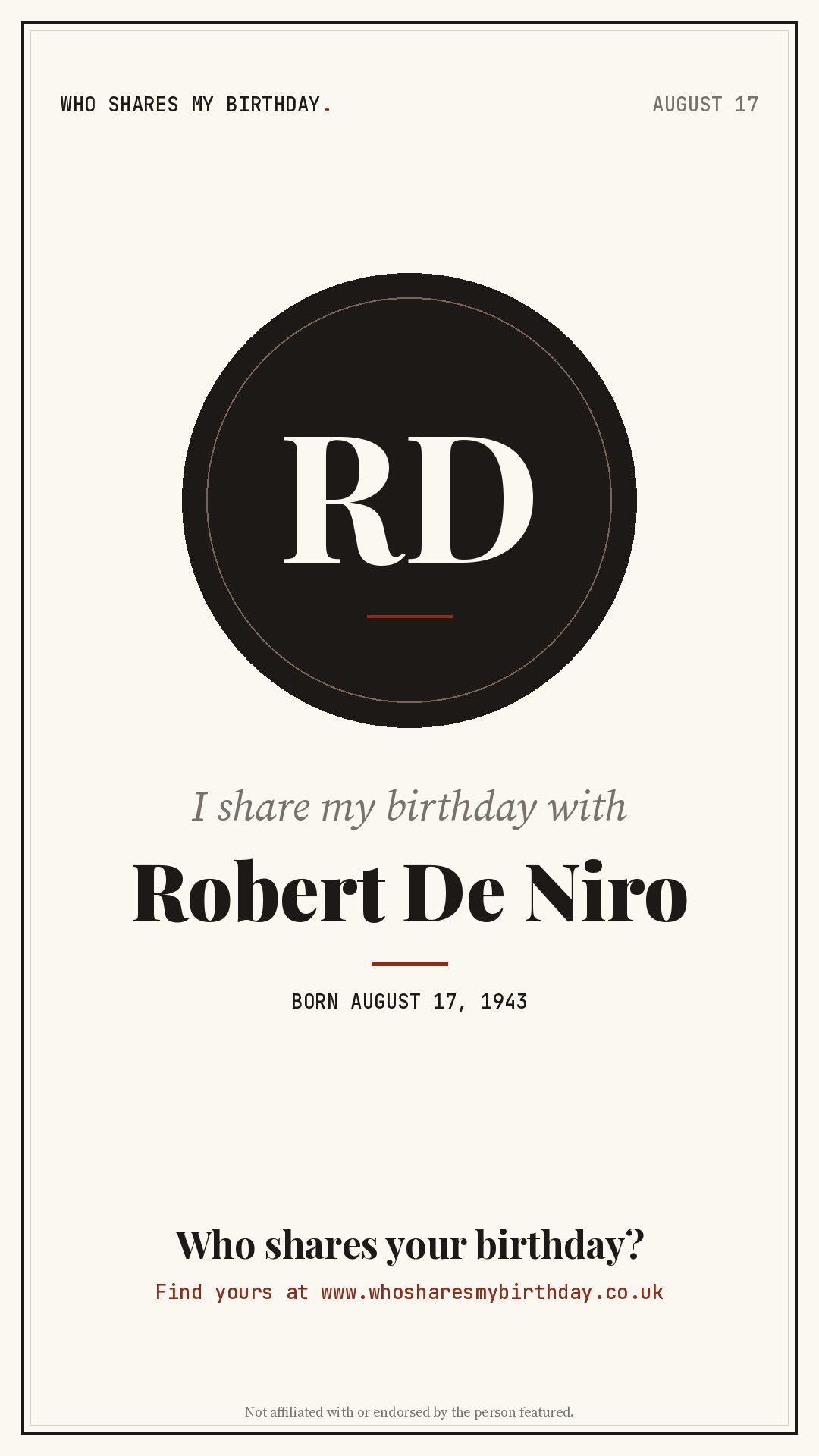 I share my birthday with Robert De Niro