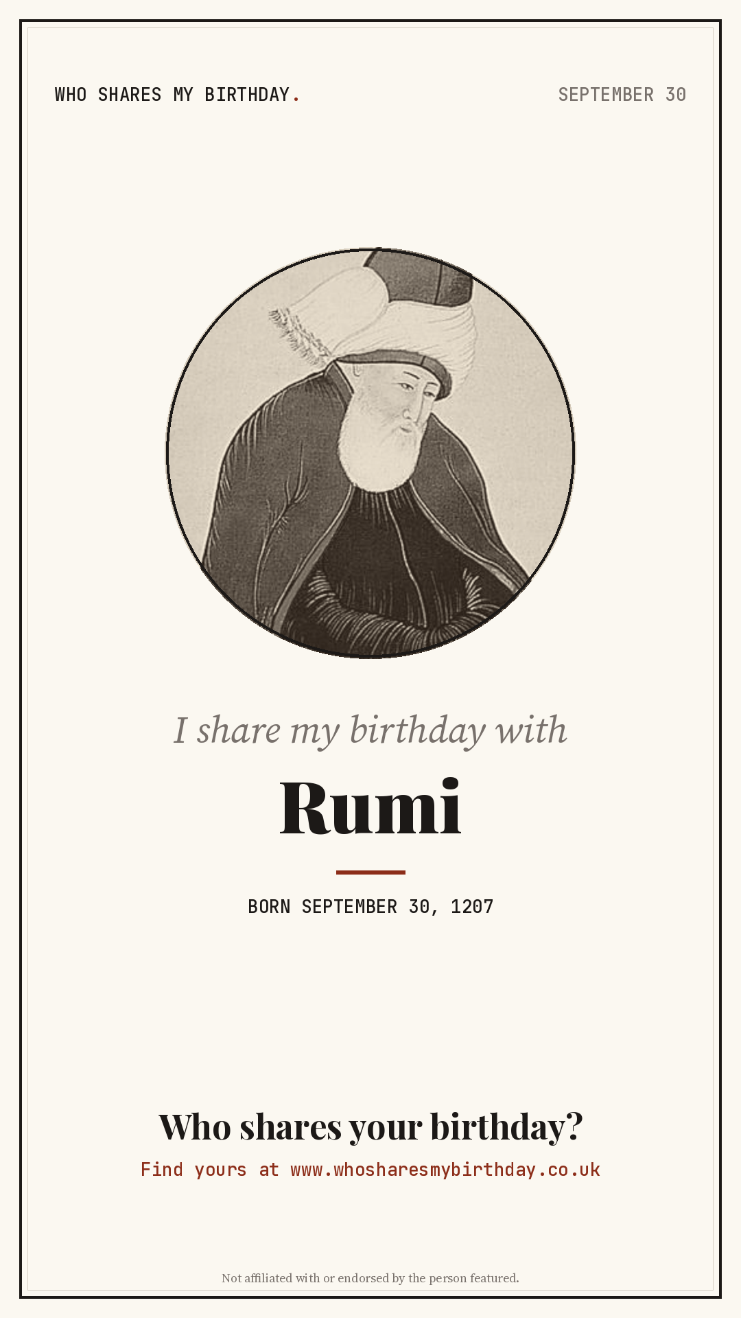 I share my birthday with Rumi