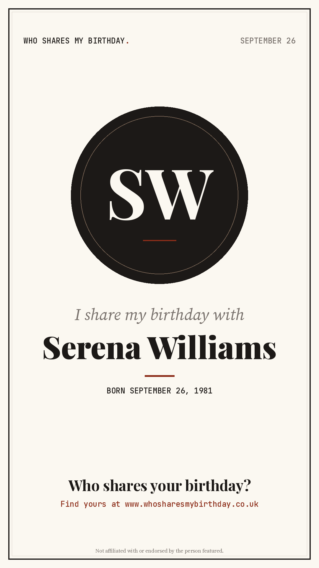 I share my birthday with Serena Williams