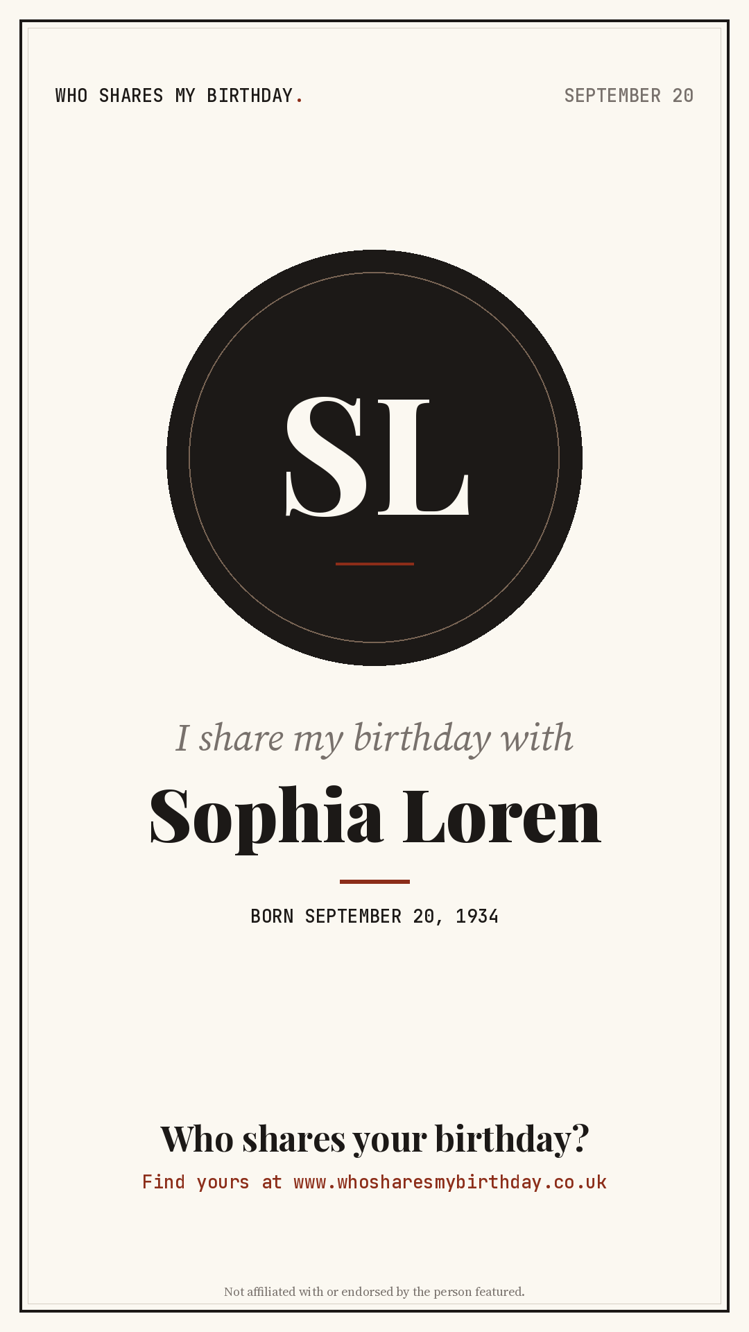 I share my birthday with Sophia Loren