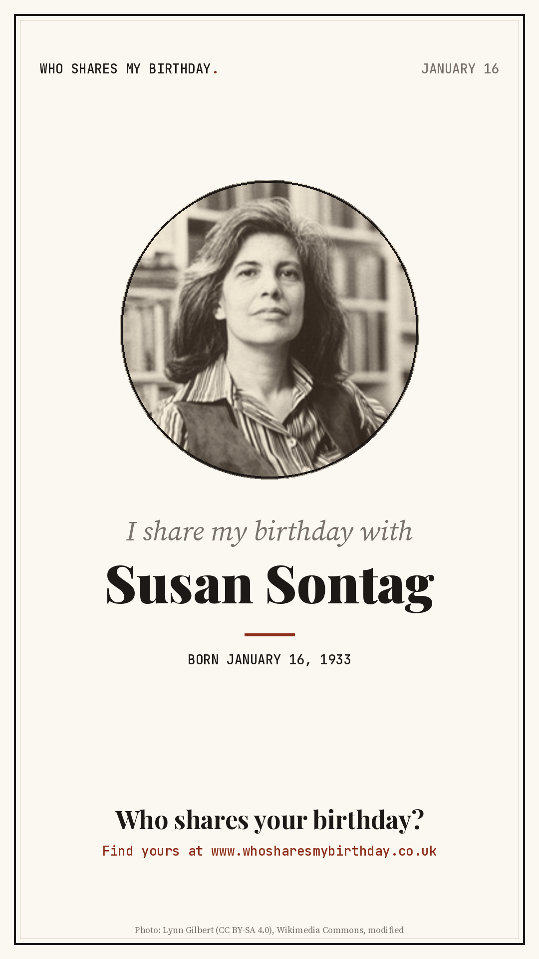 I share my birthday with Susan Sontag