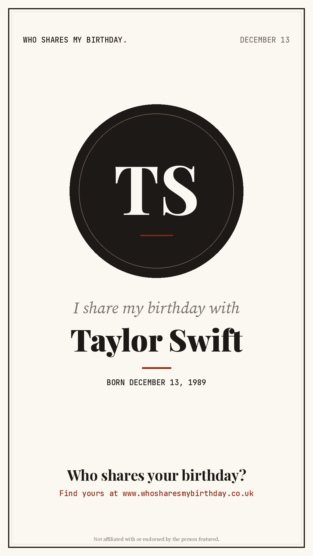 I share my birthday with Taylor Swift