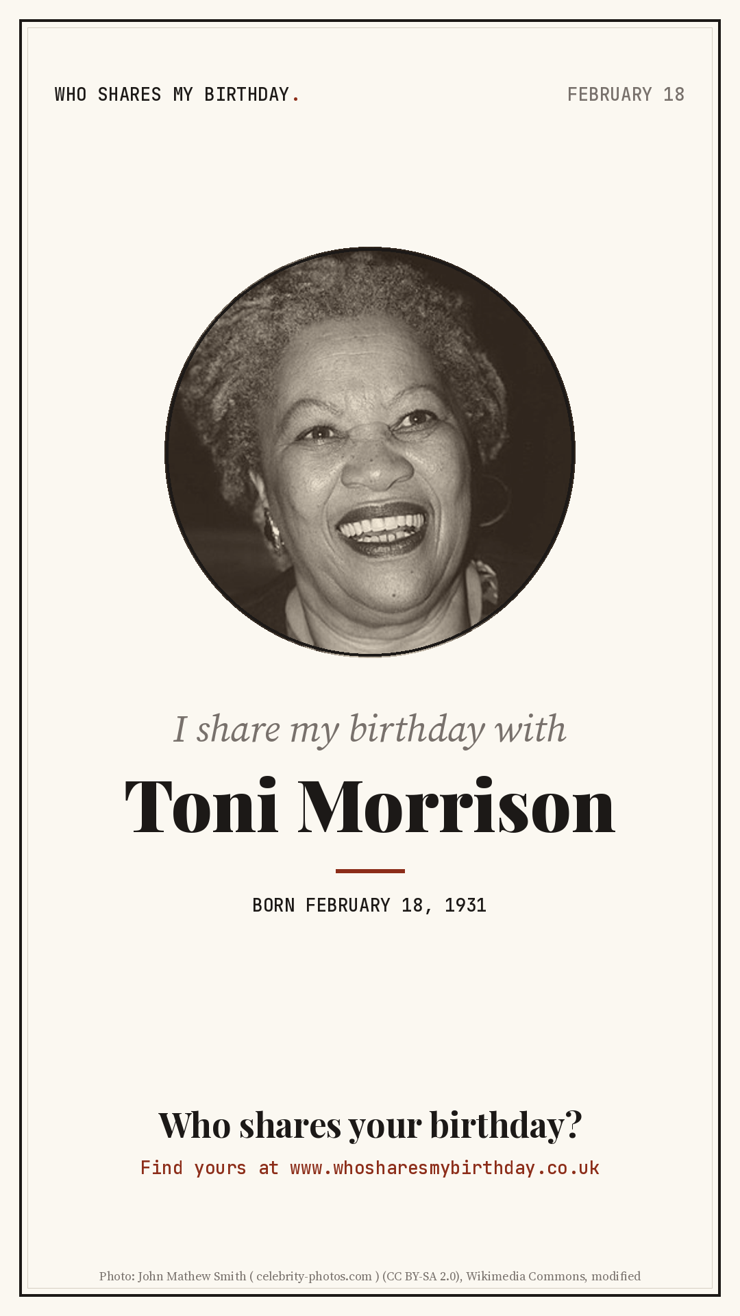 I share my birthday with Toni Morrison