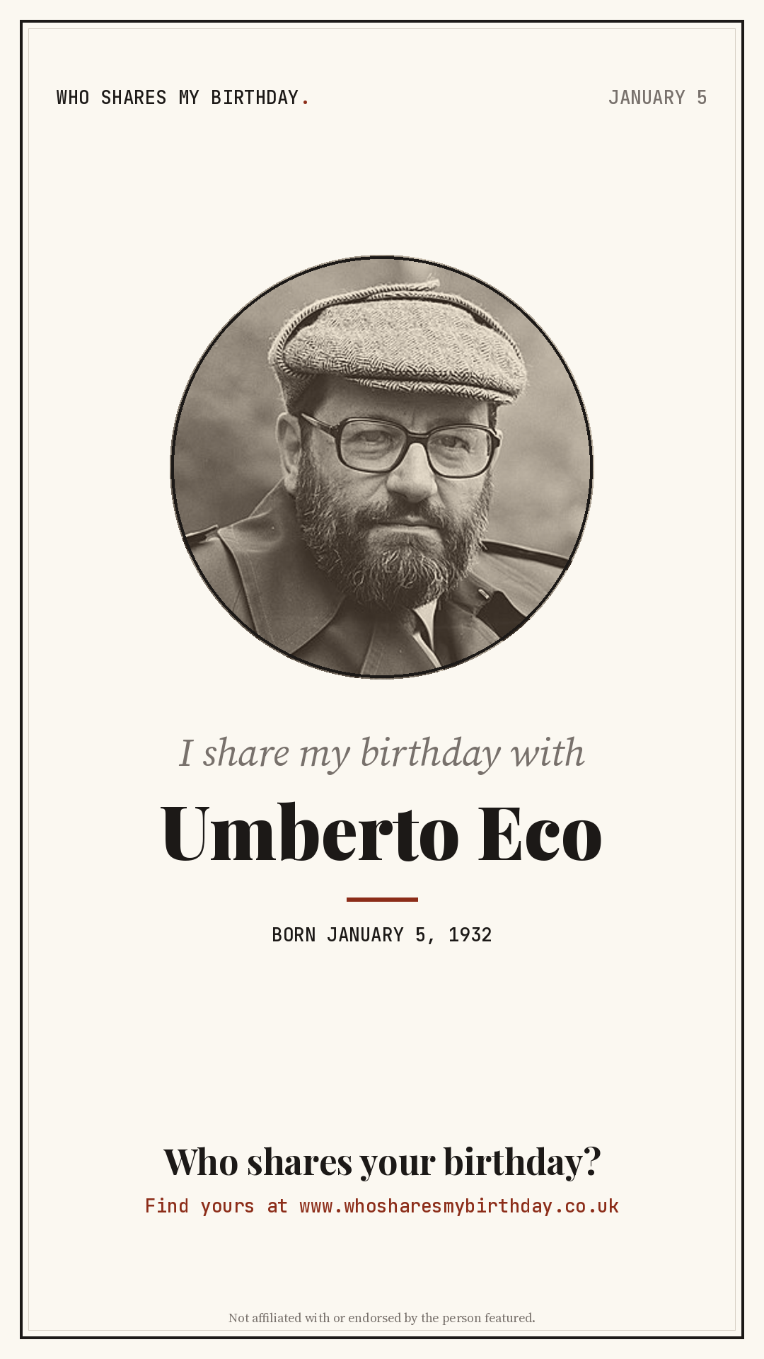 I share my birthday with Umberto Eco