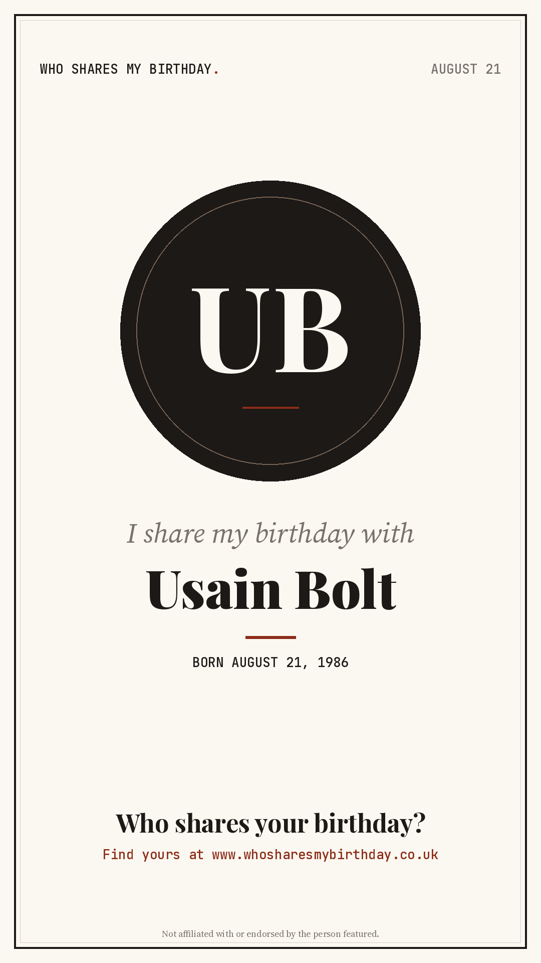 I share my birthday with Usain Bolt