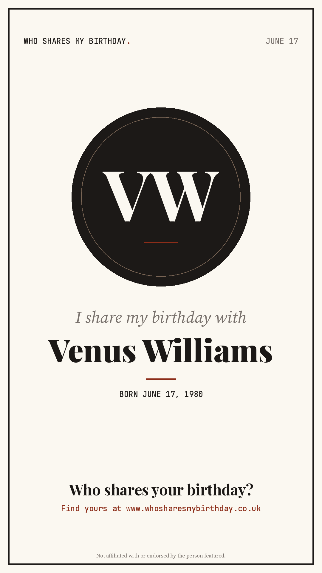 I share my birthday with Venus Williams