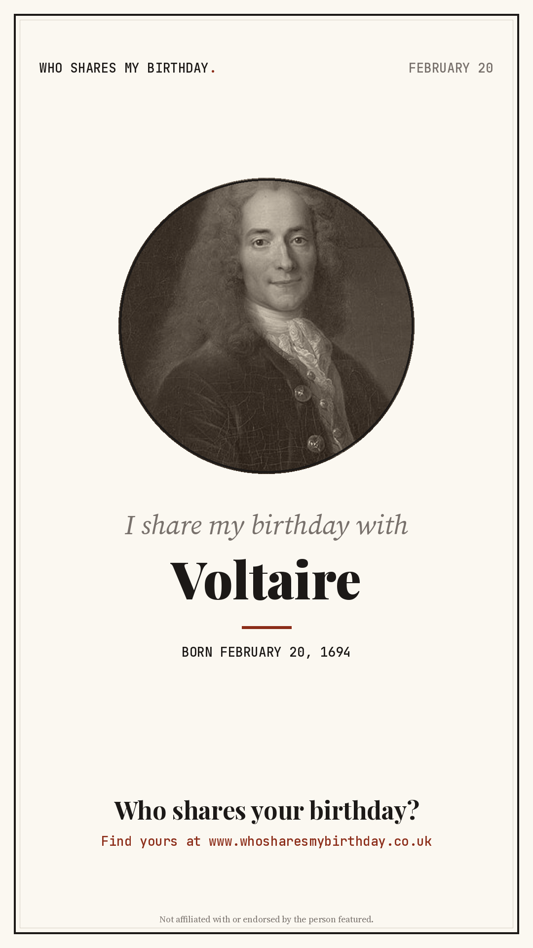 I share my birthday with Voltaire
