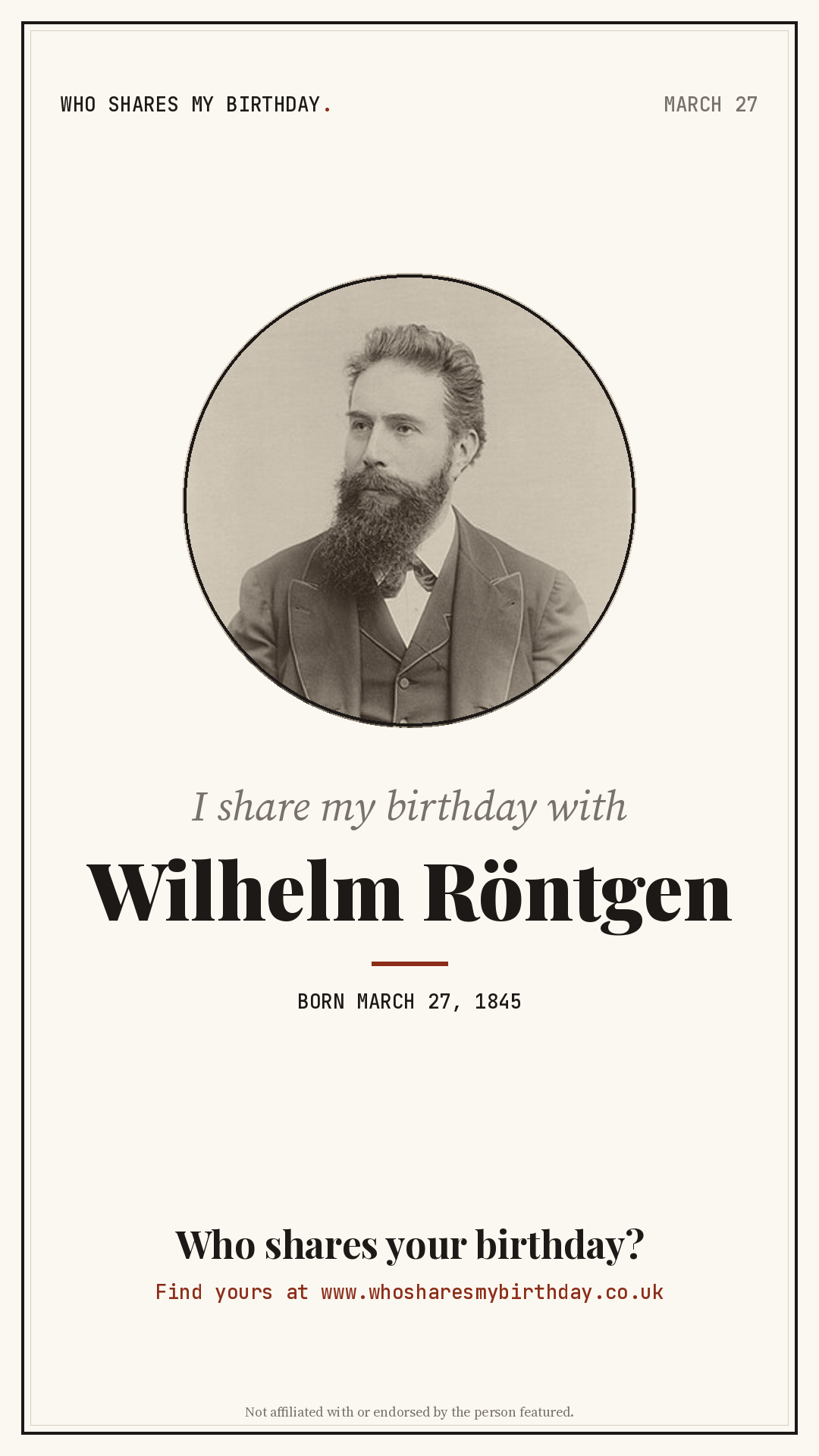 I share my birthday with Wilhelm Röntgen