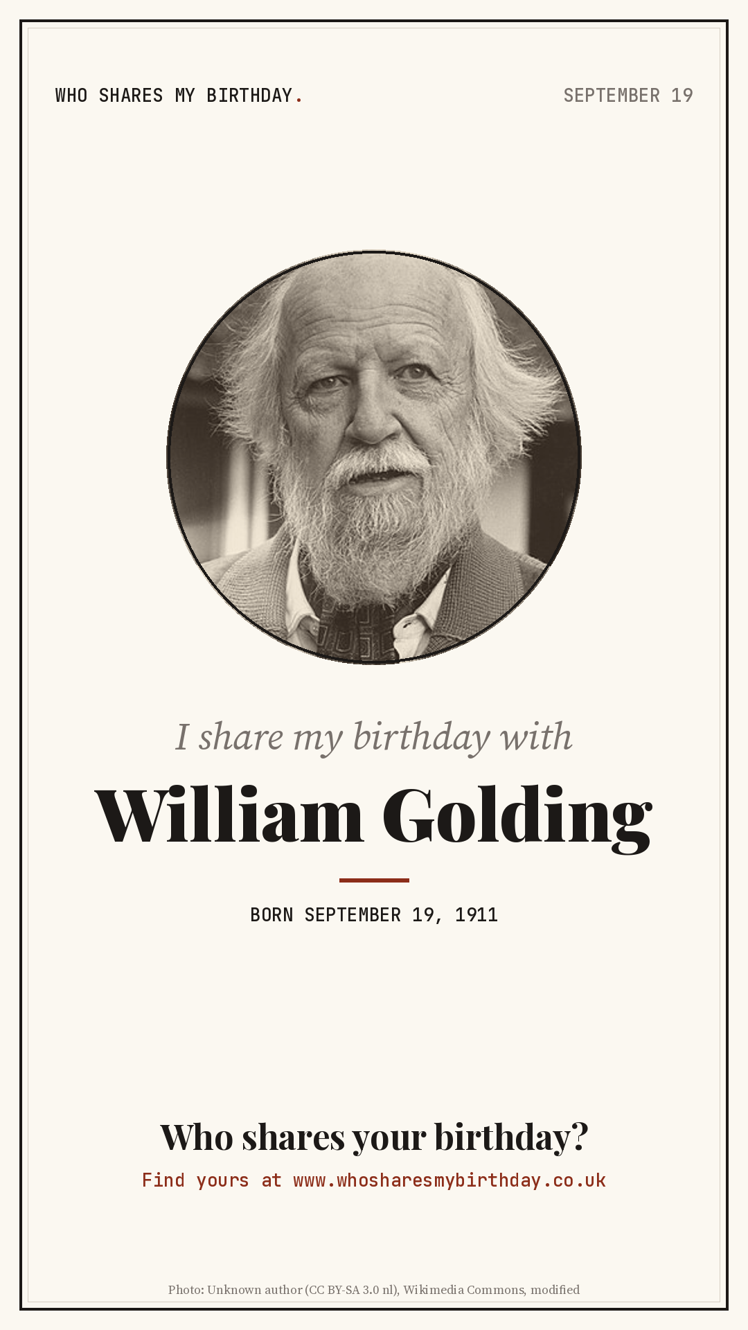 I share my birthday with William Golding
