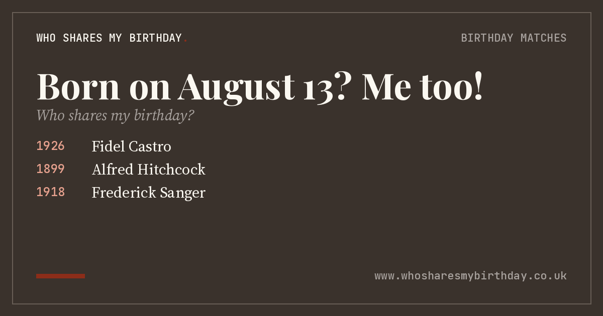 Born on August 13