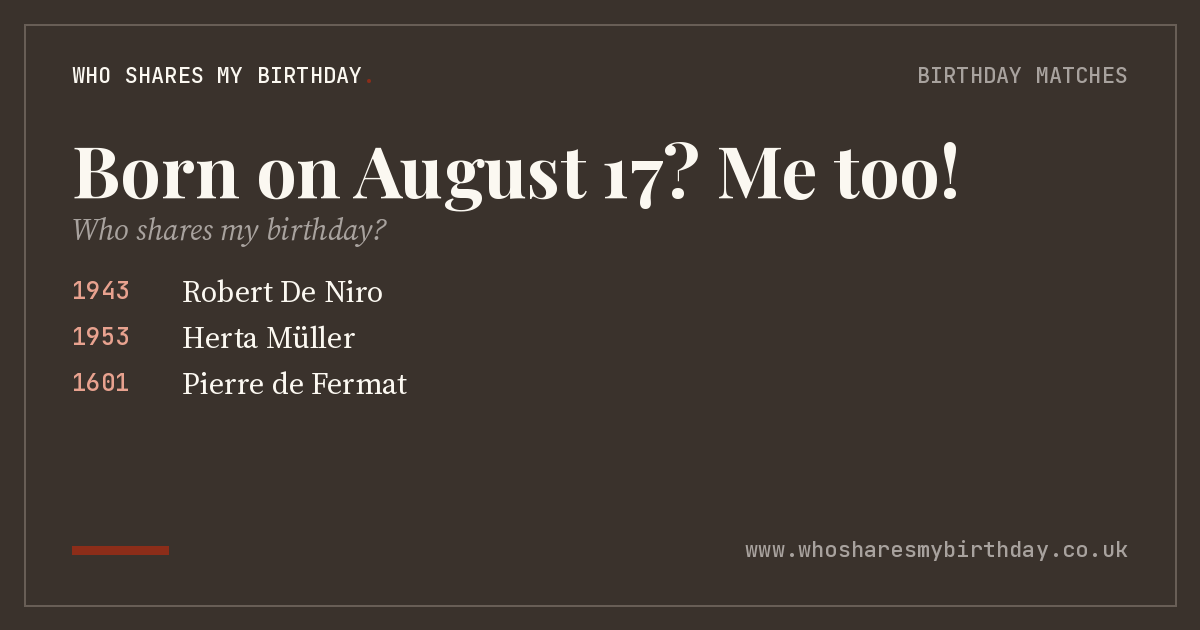 Born on August 17