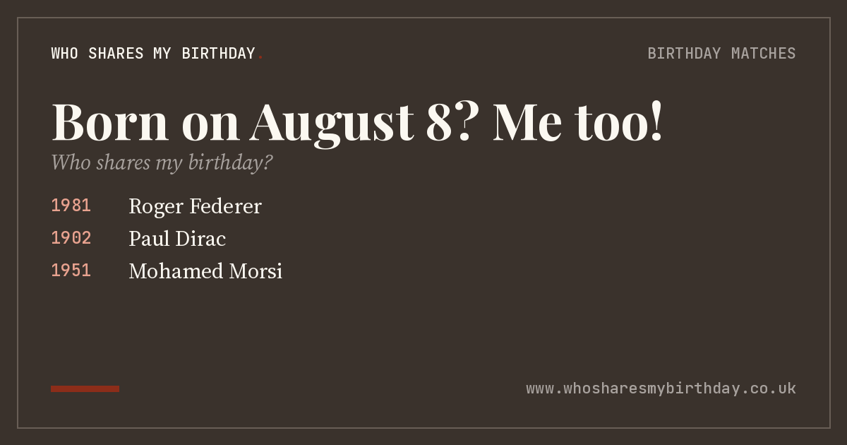 Born on August 8