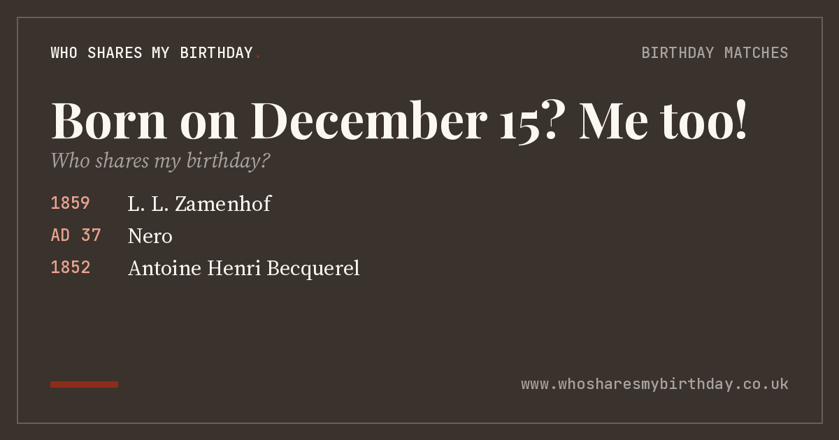 Born on December 15