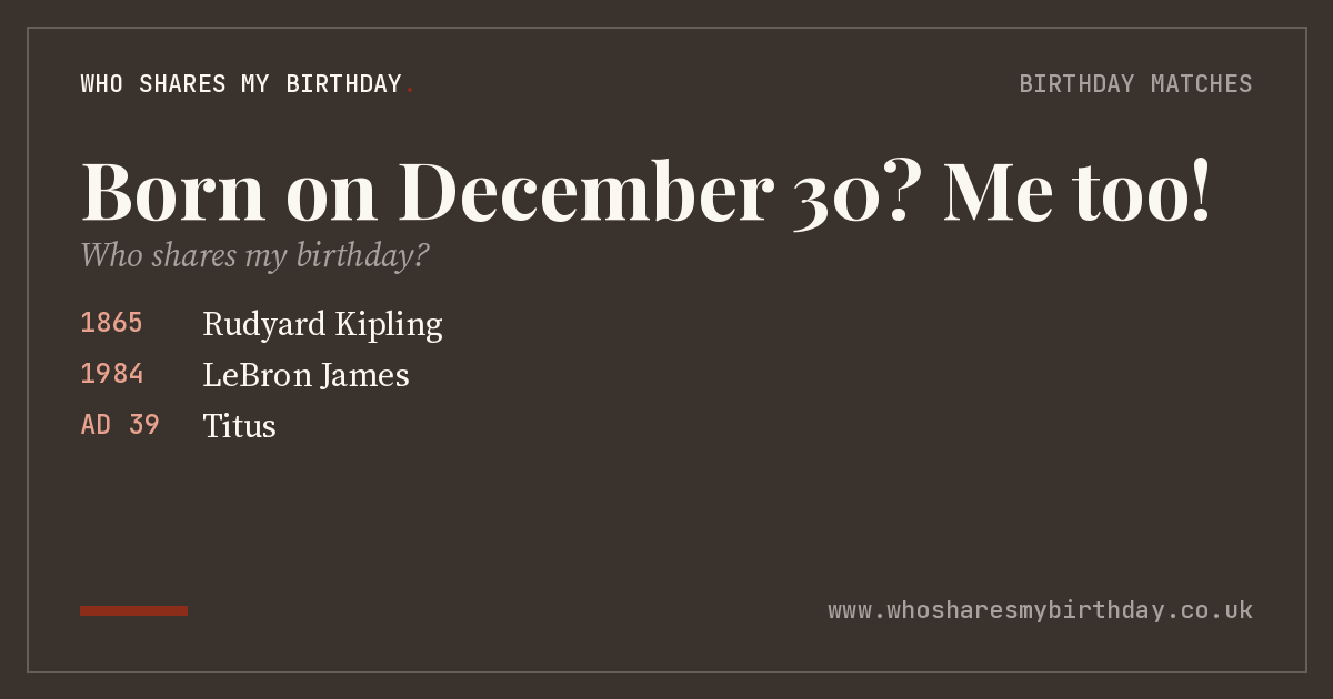 Born on December 30