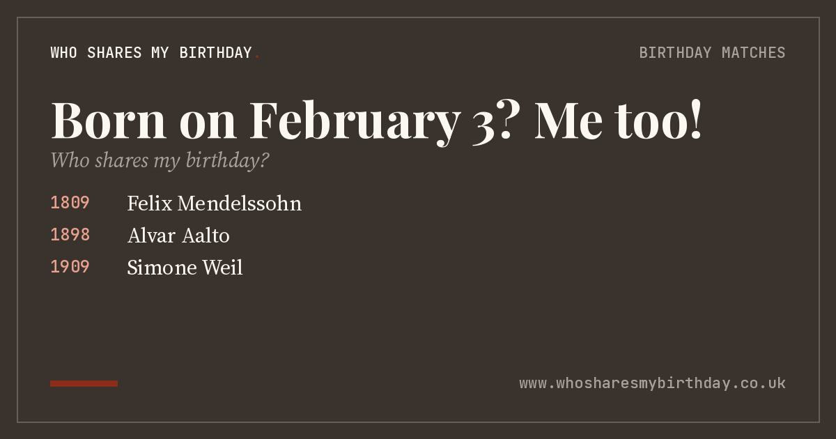 Born on February 3