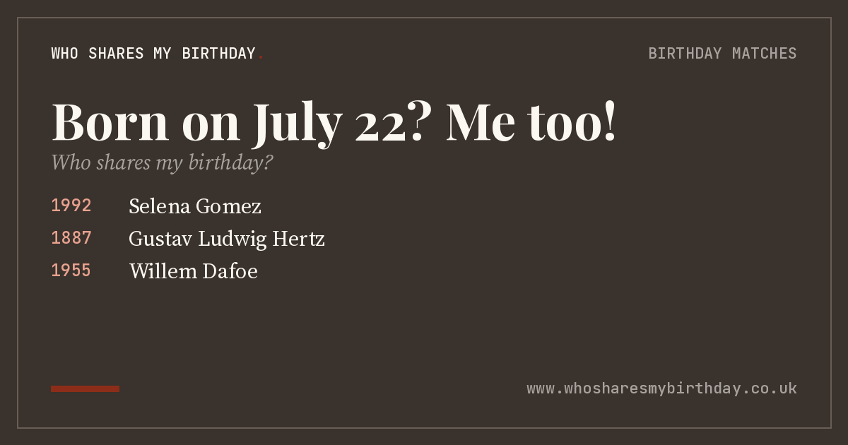 Born on July 22