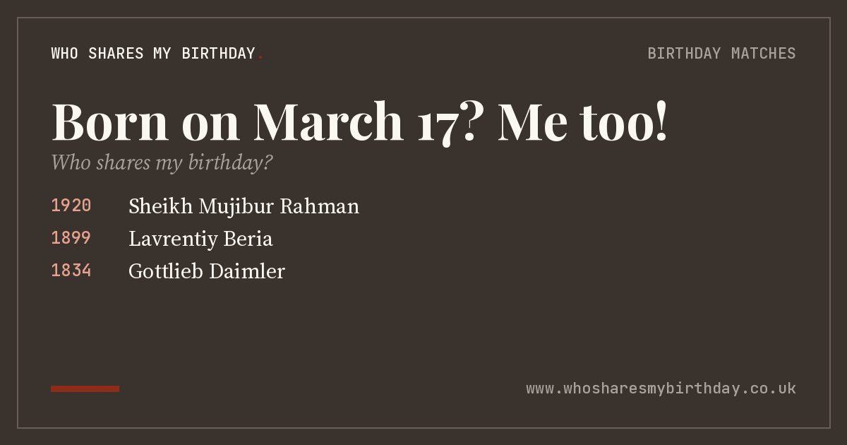Born on March 17