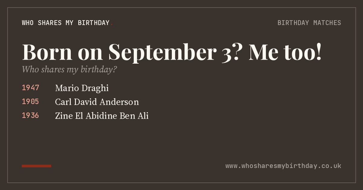 Born on September 3