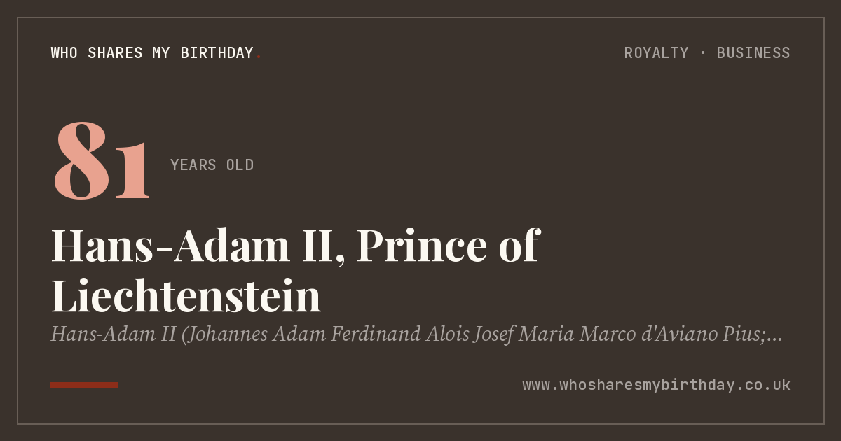 Hans-Adam II, Prince of Liechtenstein